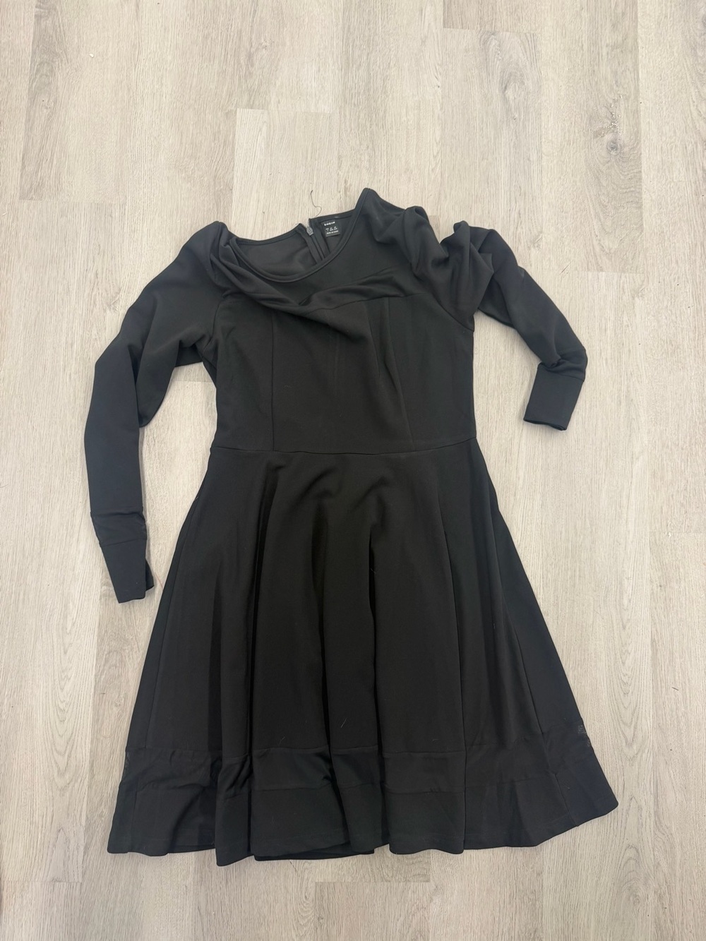 SHEIN Black Long-Sleeve Fit & Flare Dress